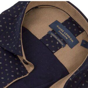 Guide London Navy Conversational Motif Print Dress Shirt